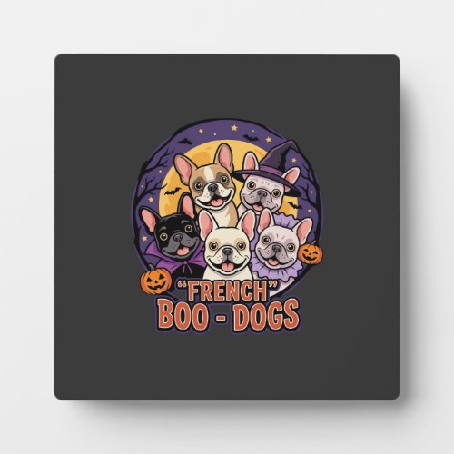 French Bulldog Halloween Boo Dogs Vector Plaque