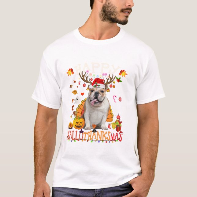 French Bulldog Halloween Christmas T-Shirt (Front)