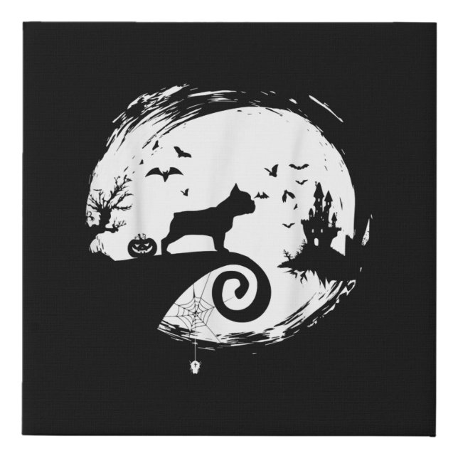French Bulldog Halloween Costume Moon Gift Faux Canvas Print (Front)