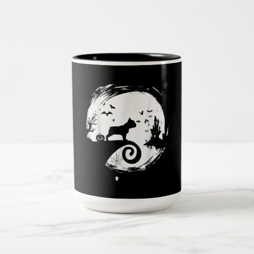 French Bulldog Halloween Costume Moon Gift Two_Tone Coffee Mug