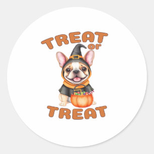 French Bulldog Halloween Dog Costume �Treat or Tre Classic Round Sticker