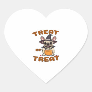 French Bulldog Halloween Dog Costume �Treat or Tre Heart Sticker