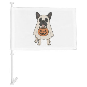 French Bulldog Halloween Dog Ghost Car Flag