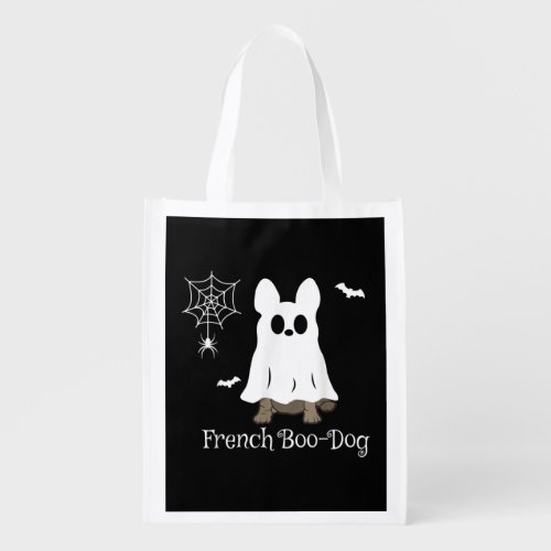 French Bulldog Halloween French Boo_Dog Dog Gift Grocery Bag