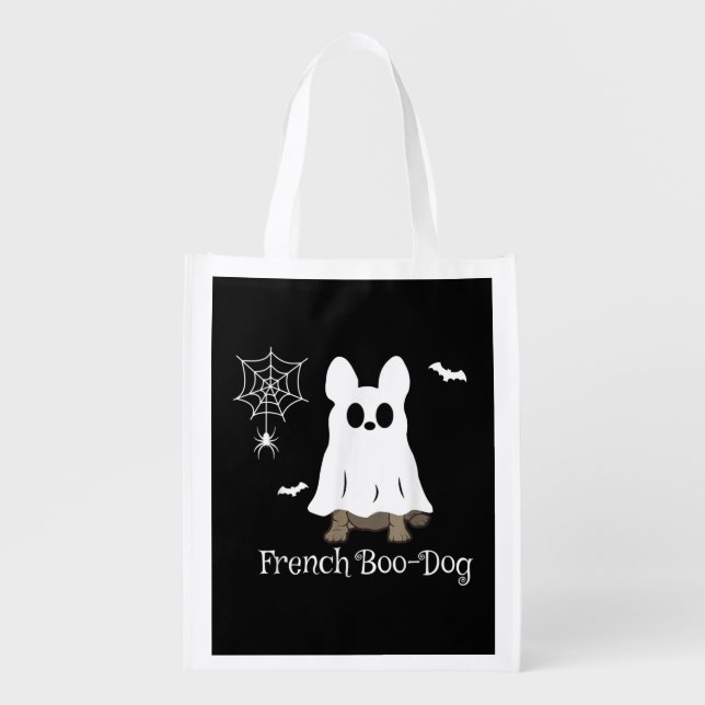 French Bulldog Halloween French Boo-Dog Dog Gift Grocery Bag (Front)