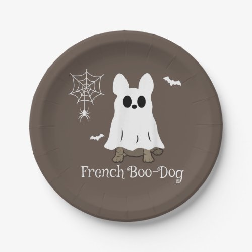 French Bulldog Halloween French Boo_Dog Dog Gift Paper Plates