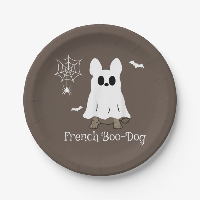 French Bulldog Halloween French Boo-Dog Dog Gift Paper Plates (Front)