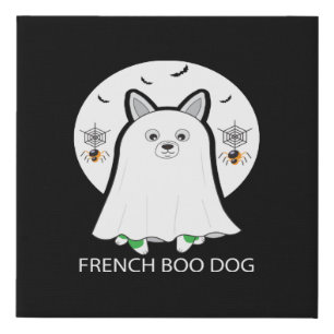 French Bulldog Halloween French Boo Dog Gift Faux Canvas Print