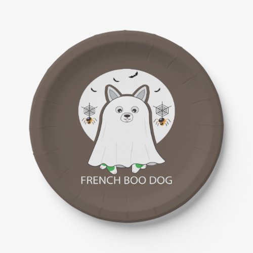 French Bulldog Halloween French Boo Dog Gift Paper Plates