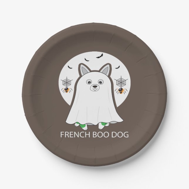 French Bulldog Halloween French Boo Dog Gift Paper Plates (Front)