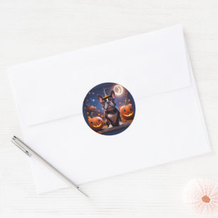 French Bulldog Halloween Pumpkin Bulldog Classic Round Sticker