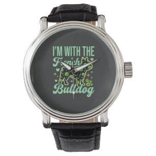 French Bulldog Halloween Pumpkin Pattern Design Watch