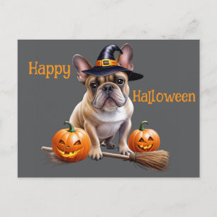 French Bulldog Halloween Pumpkins Bulldog Postcard