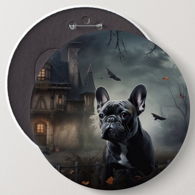 French Bulldog Halloween Scary Button (Front & Back)