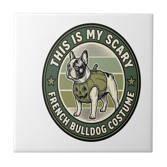 French Bulldog Halloween Scary Costume Ceramic Tile (Front)
