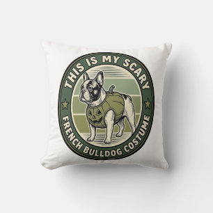 French Bulldog Halloween Scary Costume Throw Pillow
