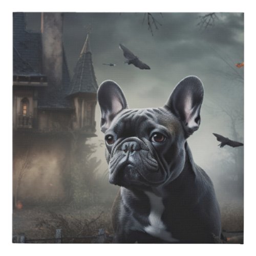 French Bulldog Halloween Scary Faux Canvas Print