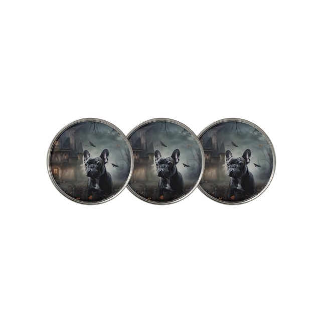 French Bulldog Halloween Scary Golf Ball Marker (3 Up)