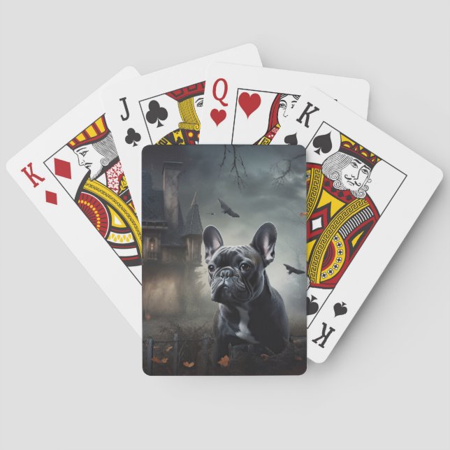 French Bulldog Halloween Scary Poker Cards (Back)