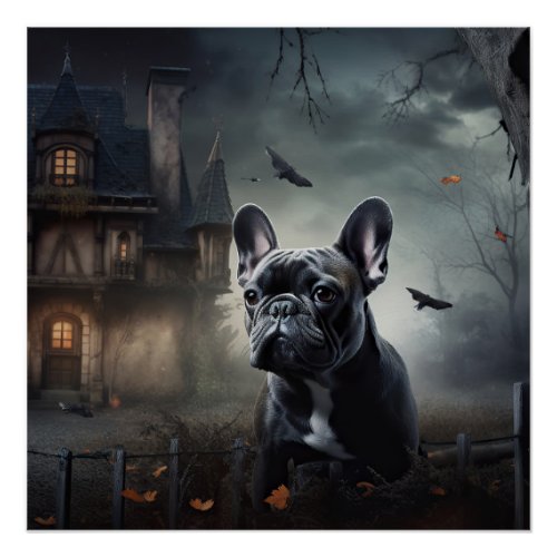 French Bulldog Halloween Scary Poster