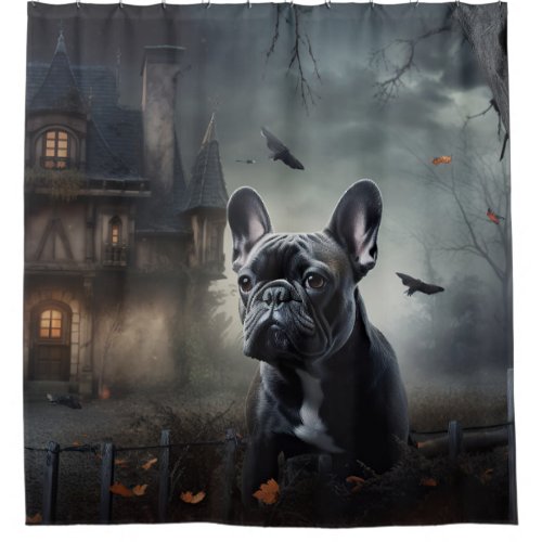 French Bulldog Halloween Scary Shower Curtain