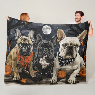 French Bulldog Halloween Spooky Fleece Blanket