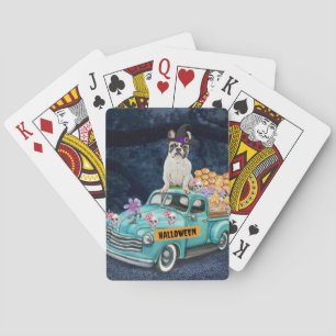 French Bulldog Halloween Truck Scary Night Poker Cards