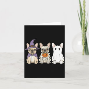French Bulldog Halloween Witch Mummy Ghost Card