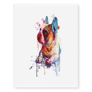 French Bulldog Hand Drawing Art Gift Temporary Tattoos