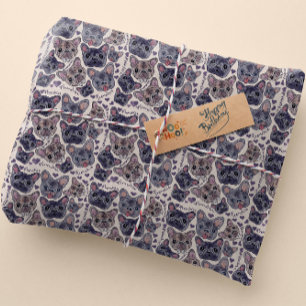 French Bulldog Hand-Drawn Cartoon Head Wrapping Paper