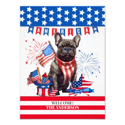 French Bulldog Happy 4Th Of July America Patriotic Photo Print