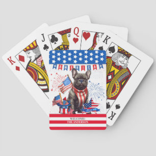 French Bulldog Happy 4Th Of July America Patriotic Poker Cards