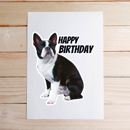 French Bulldog Happy Birthday Die Cut Sticker