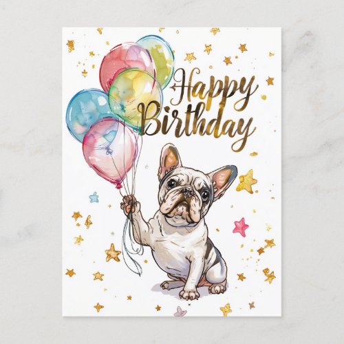 French Bulldog Happy Birthday Postcard