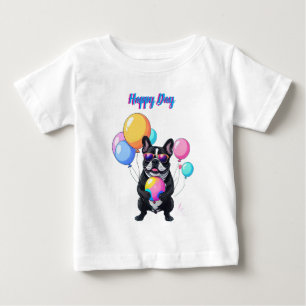 French Bulldog Happy Day Französische Bulldogge Baby T-Shirt