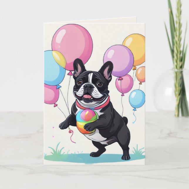French Bulldog Happy Day Französische Bulldogge  Holiday Card (Front)