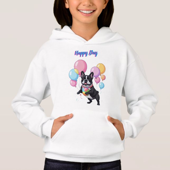 French Bulldog Happy Day Französische Bulldogge  Hoodie (Front)