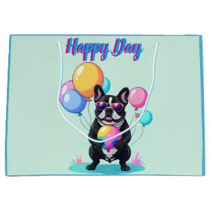 French Bulldog Happy Day Französische Bulldogge Large Gift Bag