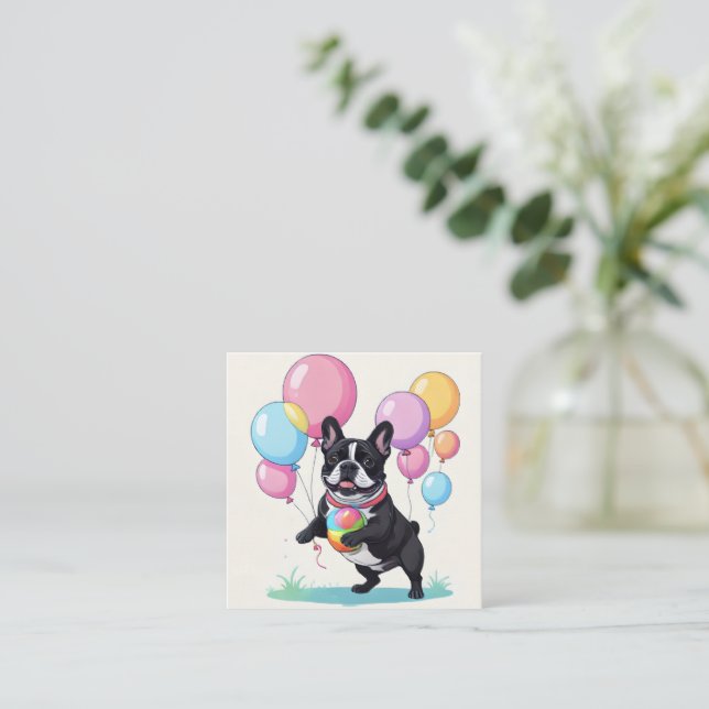 French Bulldog Happy Day Französische Bulldogge  Note Card (Standing Front)