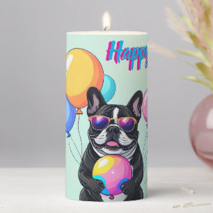 French Bulldog Happy Day Französische Bulldogge  Pillar Candle