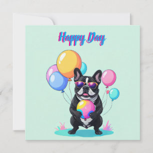 French Bulldog Happy Day Französische Bulldogge  Thank You Card