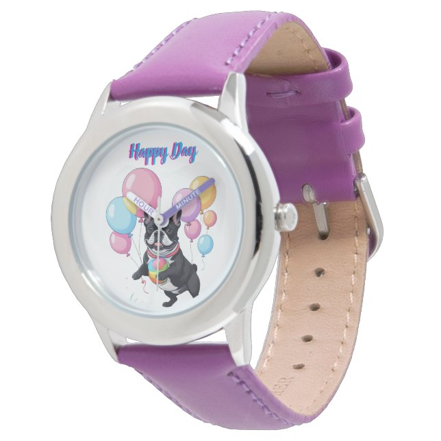 French Bulldog Happy Day Französische Bulldogge  Watch (Angled)