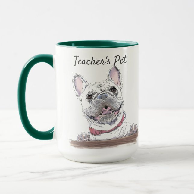 French Bulldog Happy Dog Drawing Personalized Mug (Left)