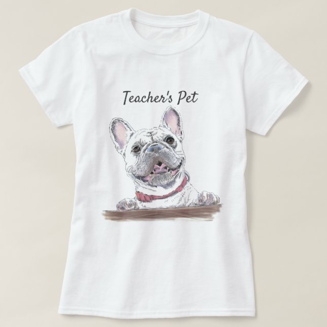 French Bulldog Happy Dog Drawing Personalized T-Shirt (Design Front)