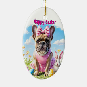 French Bulldog Happy Easter French Bulldog Ceramic Ornament