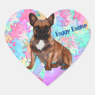 French Bulldog Happy Easter French Bulldog Heart Sticker