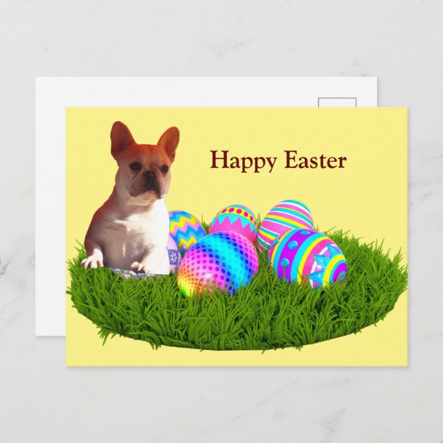 French Bulldog Happy Easter French Bulldog Holiday Postcard (Front/Back)
