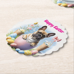 French Bulldog Happy Easter French Bulldog Paper Coaster
