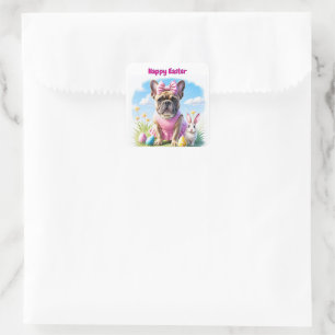 French Bulldog Happy Easter French Bulldog Square Sticker