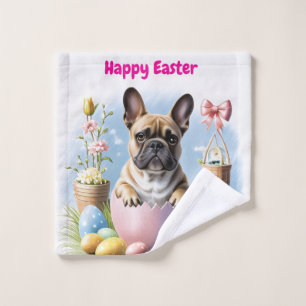 French Bulldog Happy Easter French Bulldog Wash Cloth